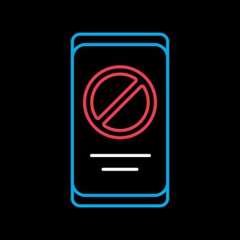 Prohibition sign on smartphone screen vector icon