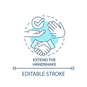 Extend handshake turquoise concept icon