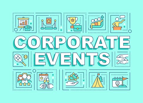 Corporate events word concepts turquoise banner