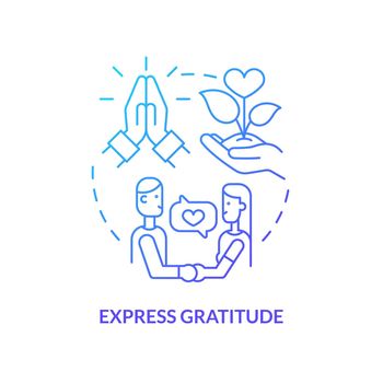 Express gratitude blue gradient concept icon