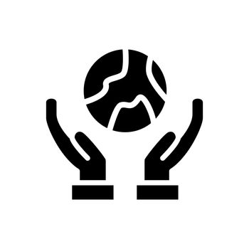 Hands holding Earth black glyph icon