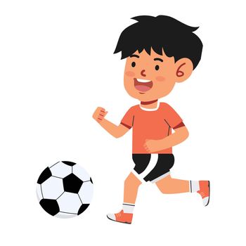Young child boy playing football 