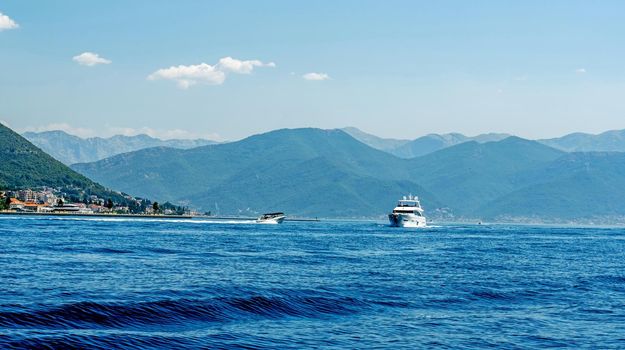 Boat in Adriatic sea in Montenegro