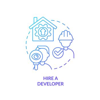 Hire developer blue gradient concept icon