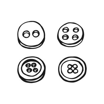 Set of button for sewing. Hand drawn illustration converted to vector.