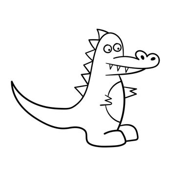 Coloring pages. Animals. Little cute alligator smiles. Cartoon crocodile