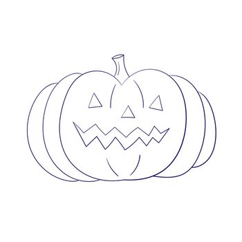 Halloween pumpkin. Vector illustration. Thin line art icon on white background