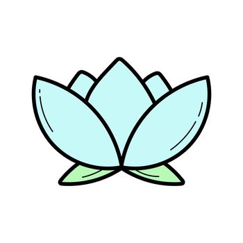 Lotus flower doodle icon, vector illustration on white