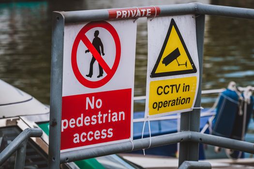 No pedestrian access sign near cctv