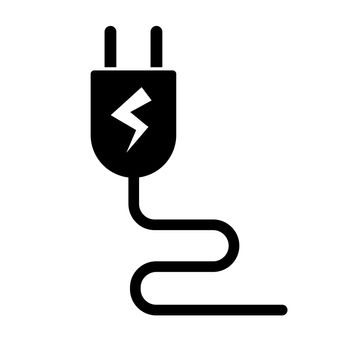 Charging socket plug silhouette icon. Outlet plug being supplied with power. Vector.