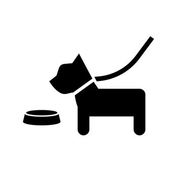 Dog silhouette icon with pet food. Vector.