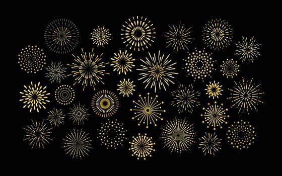 Art deco star shape fireworks burst pattern set