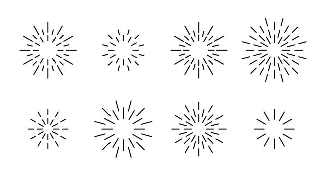 Star shape outline fireworks explosion pattern set