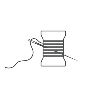 Needle and spool silhouette icon vector
