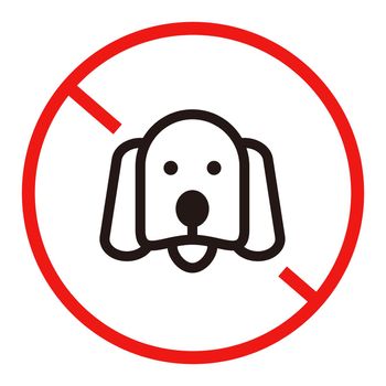 No Dogs Allowed sign. No animals allowed. No pets allowed. Editable vector.