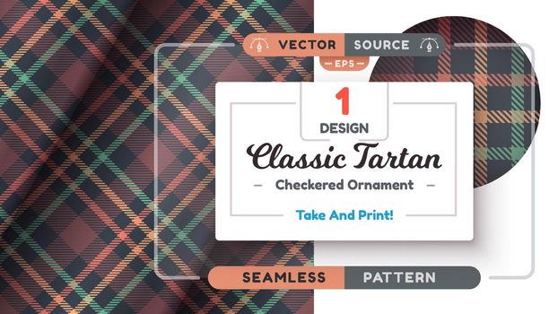 Tartan seamless pattern, merry christmas texture, checkered scottish fabric