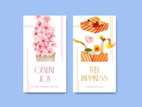 Instagram template with happiness happen day concept,watercolor style
