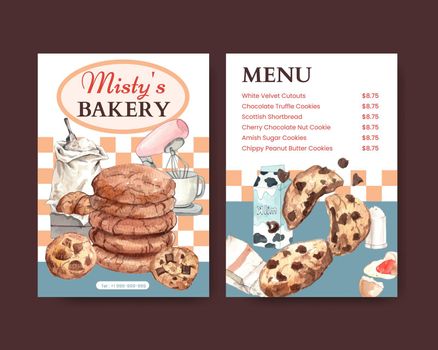 Menu template with homemade cookie concept,watercolor style