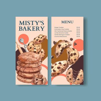 Menu template with homemade cookie concept,watercolor style