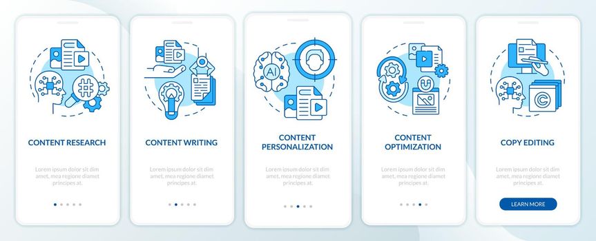 AI in content blue onboarding mobile app screen