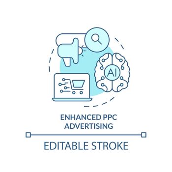 Enhanced PPC advertising turquoise concept icon