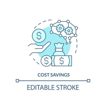 Cost savings turquoise concept icon