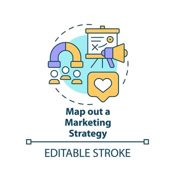 Map out marketing strategy concept icon