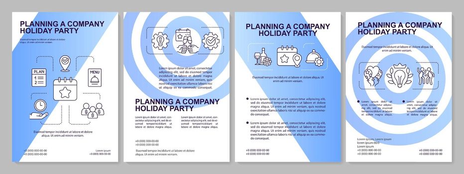 Planning company holiday party blue brochure template