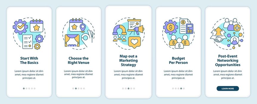 Planning small event onboarding mobile app screen
