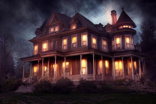 Halloween American Victorian Spooky House