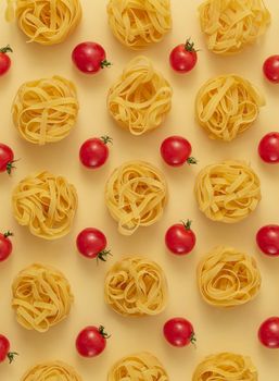 Pasta tagliatelle and tomatoes food pattern