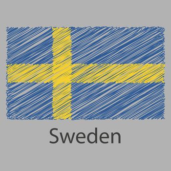 A Scribbled Flag Illustration of the country of Sweden