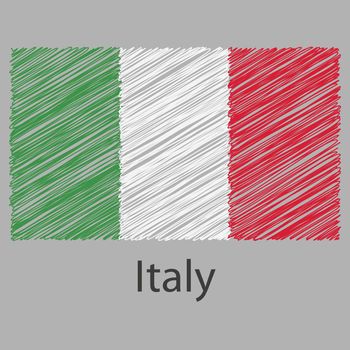 Italian scribbled flag, vector illustration.