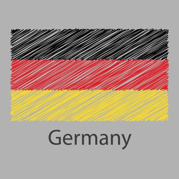 German scribbled flag. Sketch hand drawn style, eps illustration.