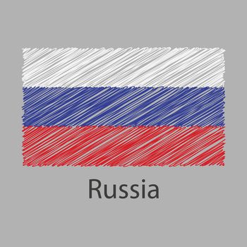 Russia Flag in scribble sketch.vector illustration,Eps10.