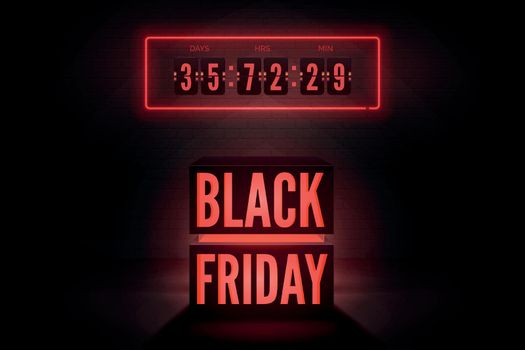 Black Friday tech sale countdown vector banner template