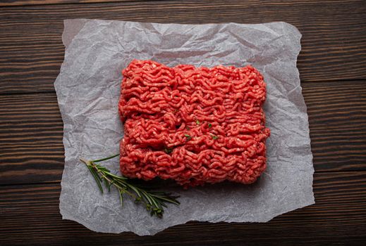 Raw minced meat for catalog from above