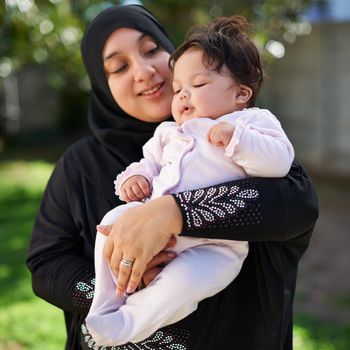 My baby love. a muslim mother and her little baby girl.