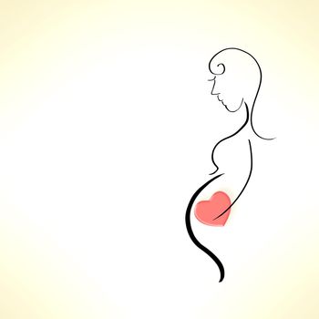 Love begins before birth. A graphic illustration of a pregnant woman with a heart across her belly.