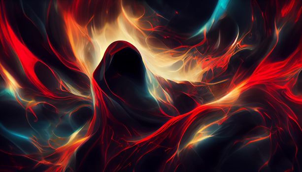 Halloween horror digital art abstract thief of red fire background