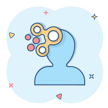 Mind people icon in comic style. Human frustration vector cartoon illustration pictogram. Mind thinking business concept splash effect.