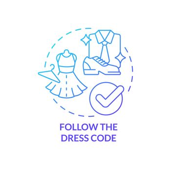 Follow dress code blue gradient concept icon