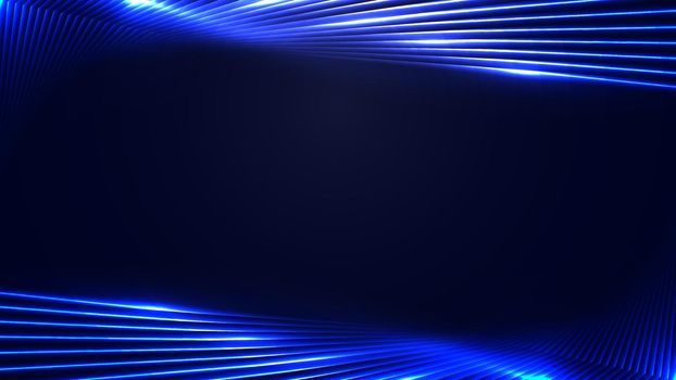 Abstract technology futuristic concept blue neon light laser lines banner web template with lighting effect on dark background