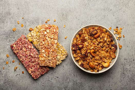 Healthy cereal granola bars from above