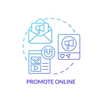 Promote online blue gradient concept icon