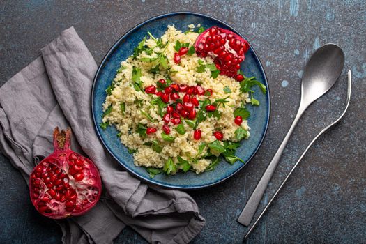 Tabbouleh salad with couscous and pomegranate