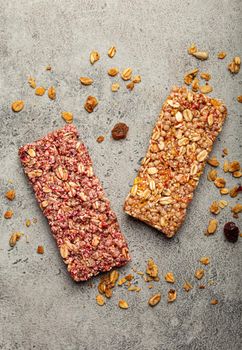 Healthy cereal granola bars from above