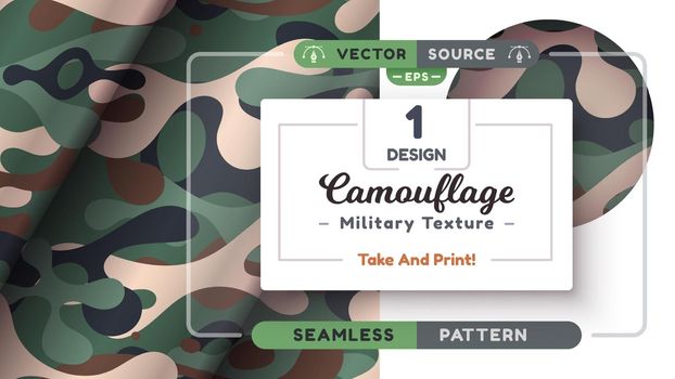 Camouflage seamless pattern, military texture, war fabric