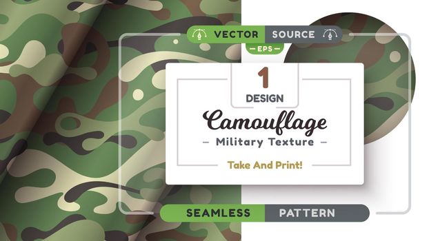 Camouflage seamless pattern, military texture, war fabric