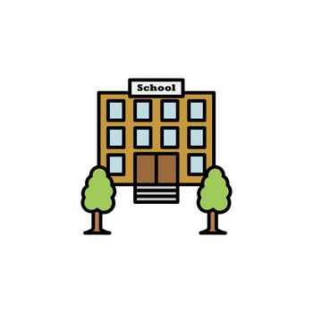 school building line icon on white background. Signs and symbols can be used for web, logo, mobile app, UI, UX